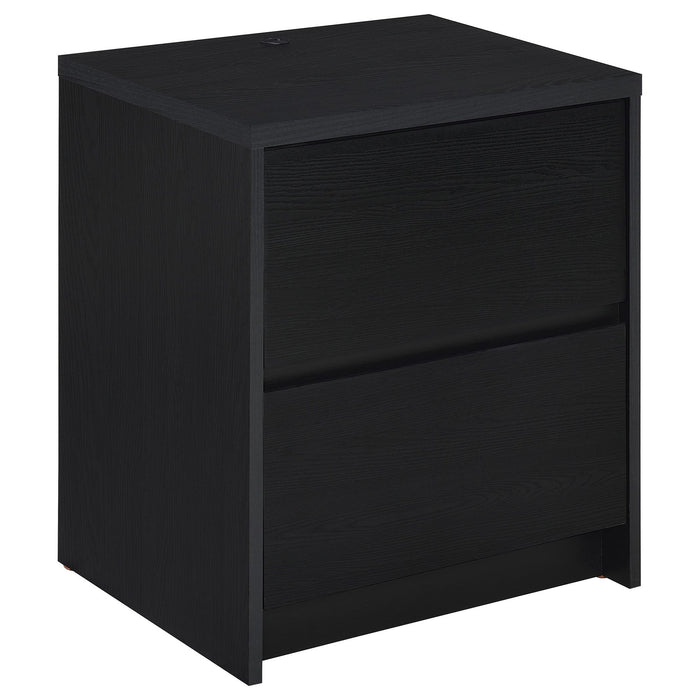 Transitional Nightstand With Dual USB Charging And Motion Sensor Light