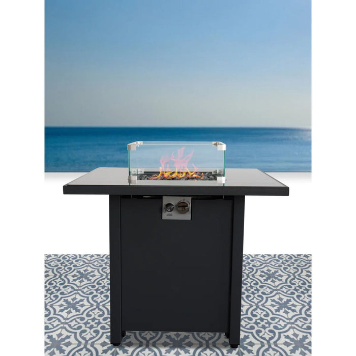 Powdercoated Fire Pit With Top - Black