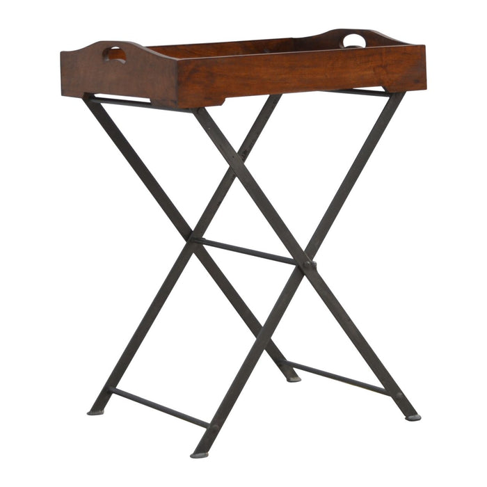 Tray With Cross Base - Brown / Steel Gray