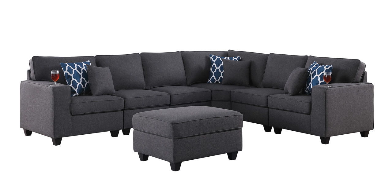 Cooper - Comfort Sectional Sofa With Ottomans And Cupholder