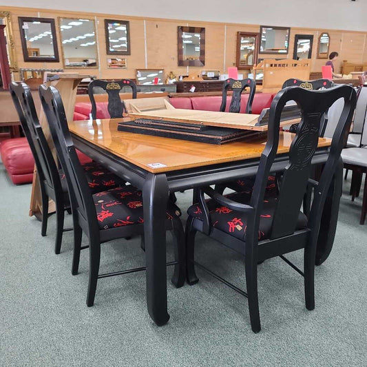 TABLE WITH 2L AND 6 CHAIRS ASH