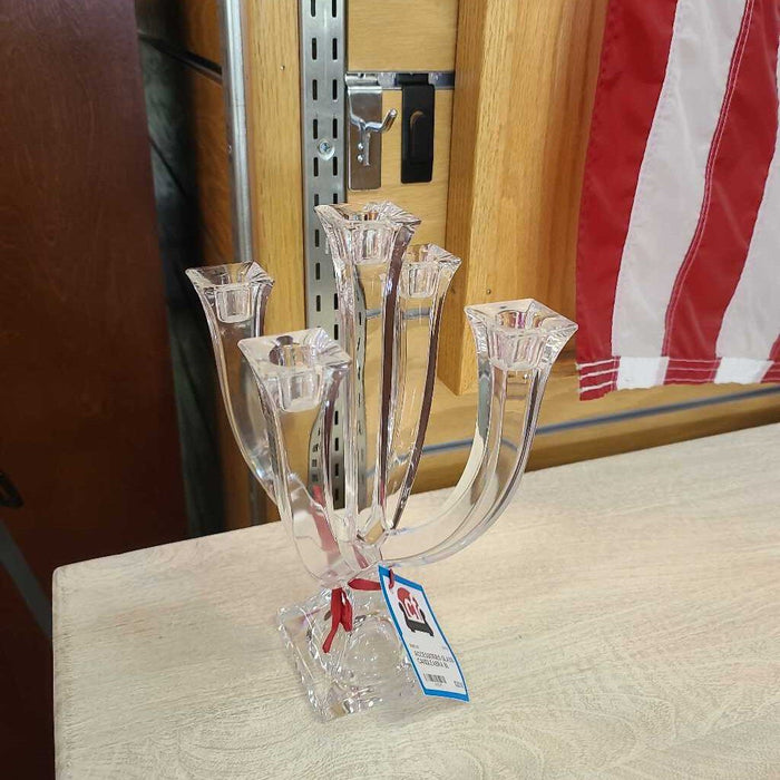 GLASS CANDLEABRA BL