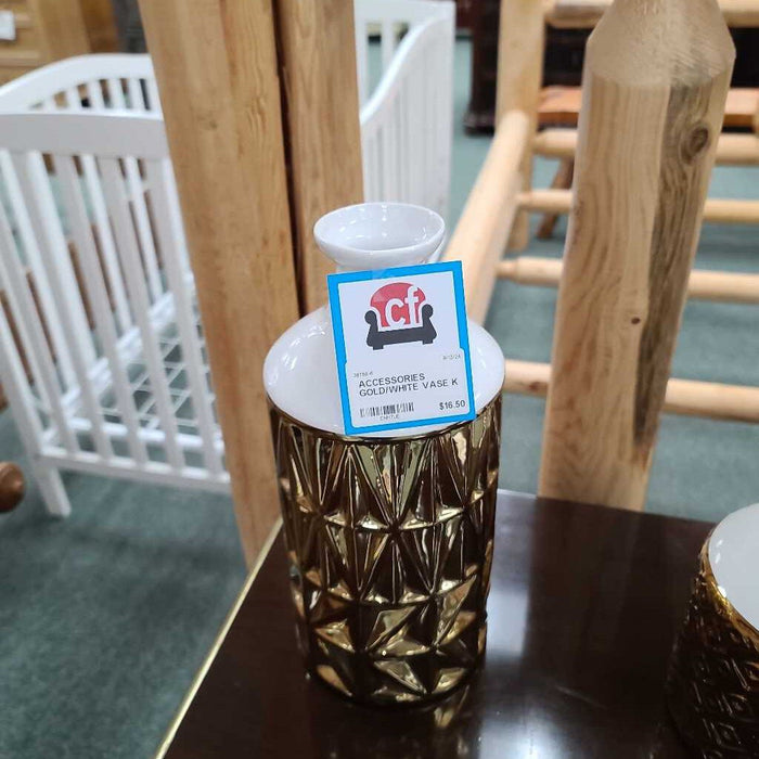 GOLD/WHITE VASE K