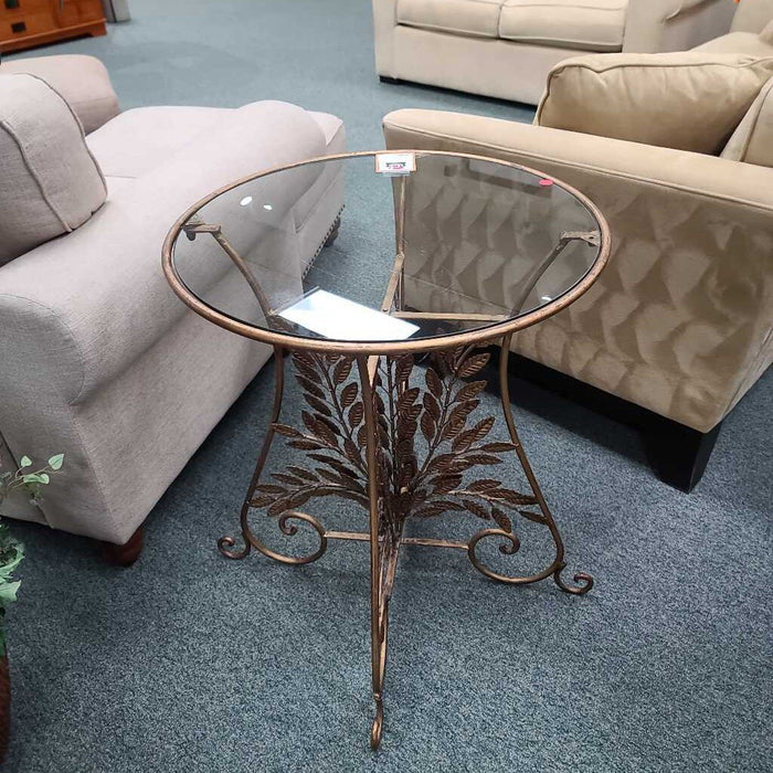 ROUND GLASS END TABLE SH