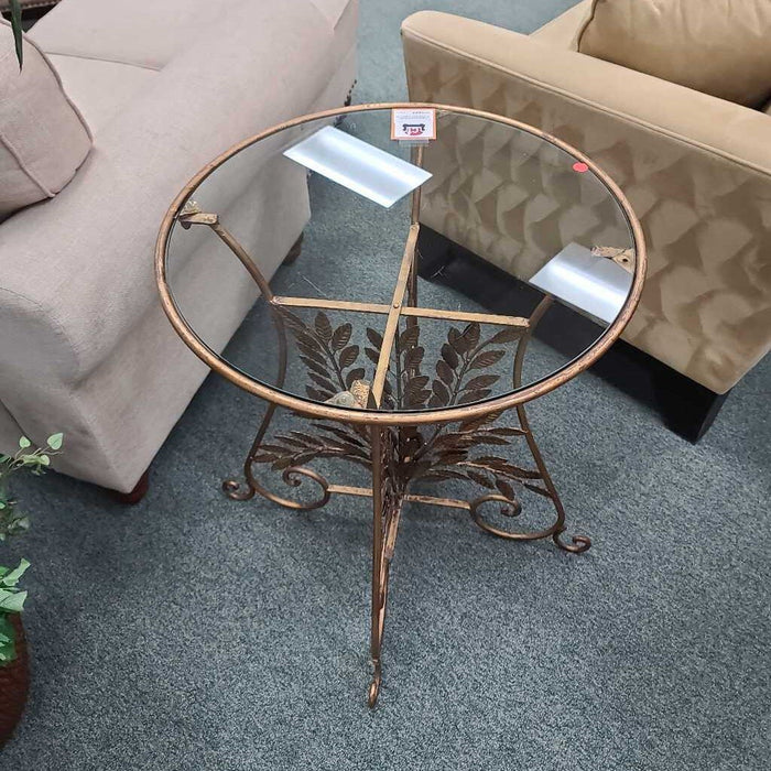 ROUND GLASS END TABLE SH
