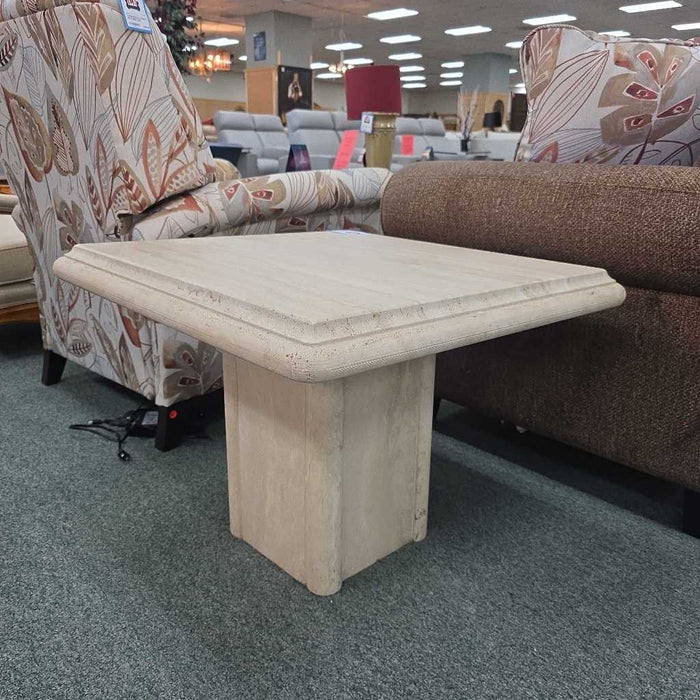TRAVERTINE END TABLE BHC