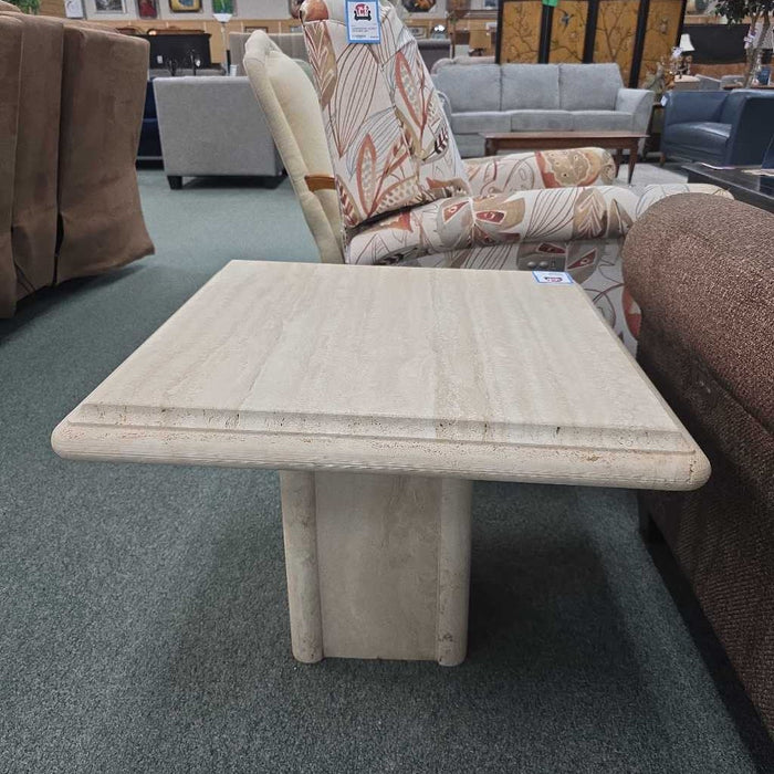 TRAVERTINE END TABLE BHC