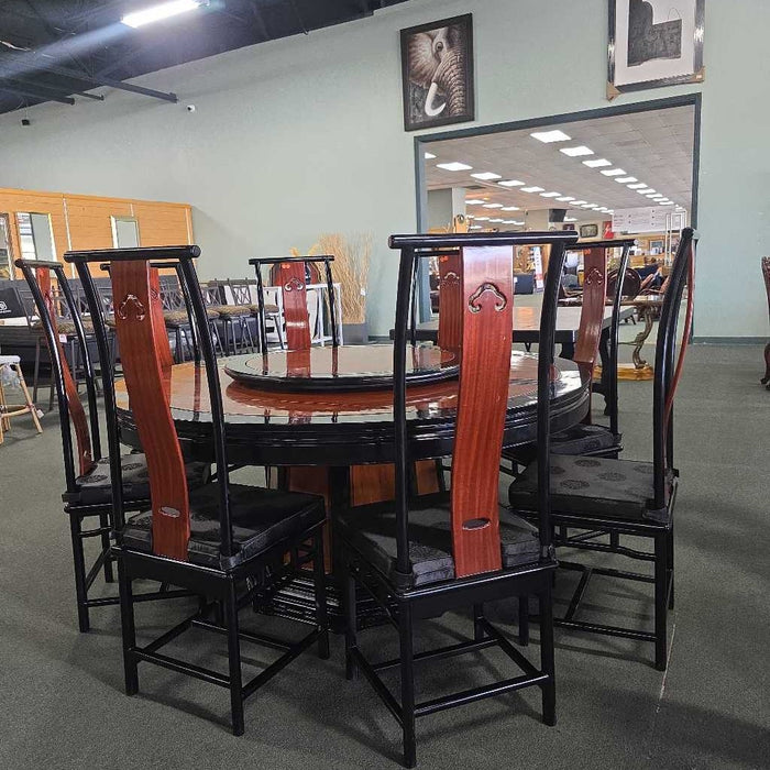 TABLE WITH LAZY SUSAN & 8 CHAIRS SKH