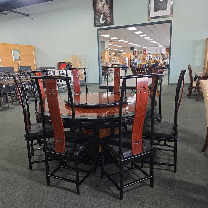 TABLE WITH LAZY SUSAN & 8 CHAIRS SKH