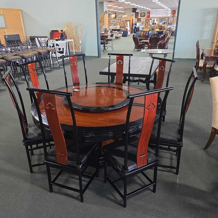 TABLE WITH LAZY SUSAN & 8 CHAIRS SKH