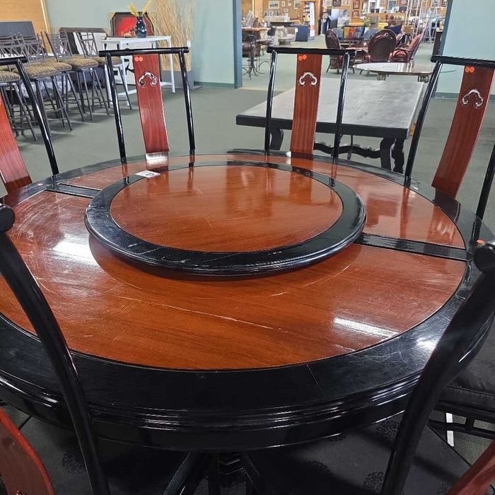 TABLE WITH LAZY SUSAN & 8 CHAIRS SKH