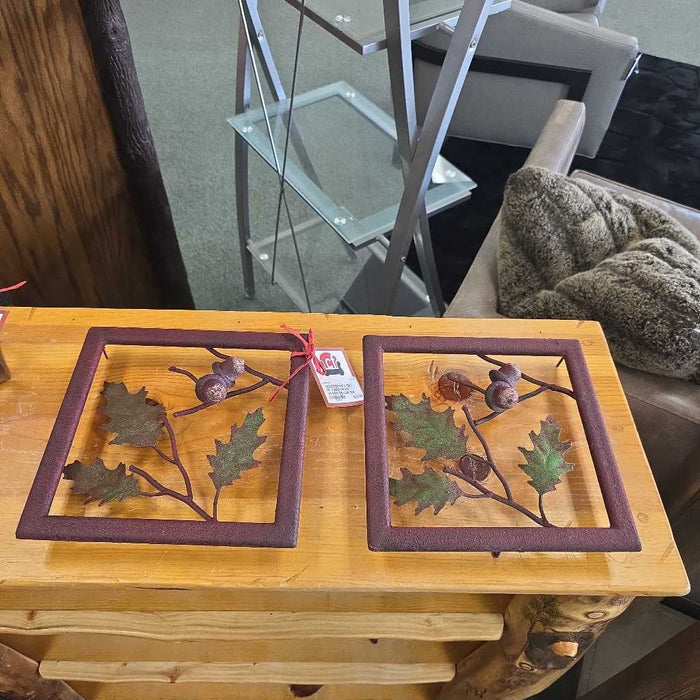 SET OF 2 RED FRAM ACORN DECOR BA