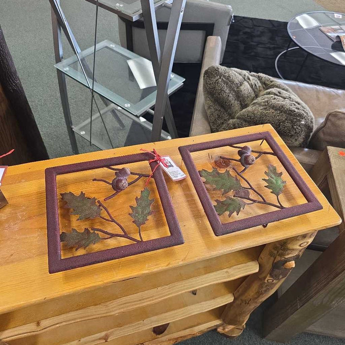 SET OF 2 RED FRAM ACORN DECOR BA