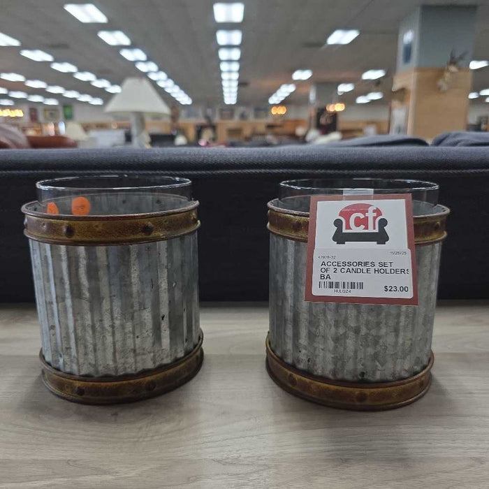 SET OF 2 CANDLE HOLDERS BA