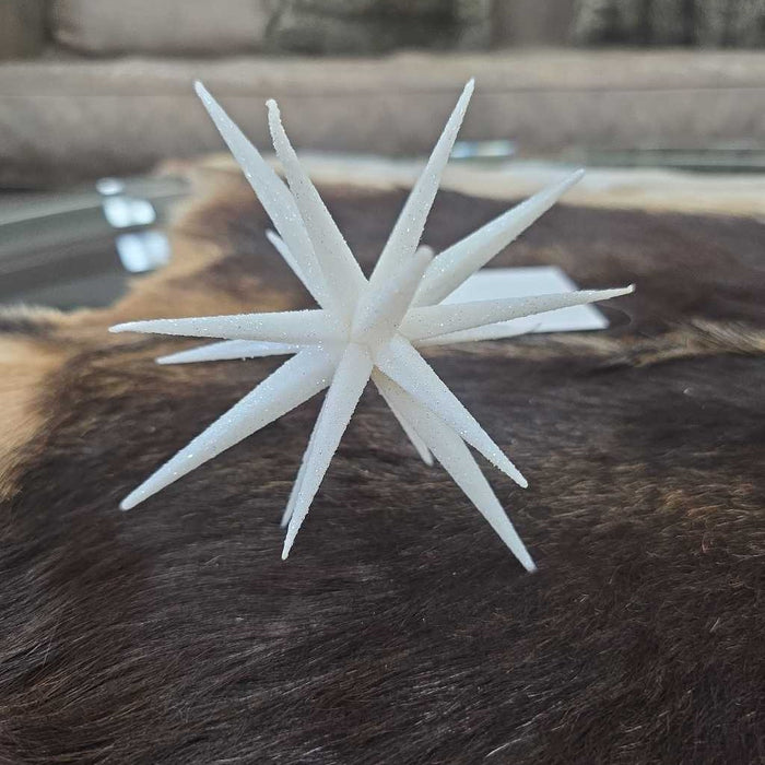 6" WHITE GLITTER STAR ORNAMENT