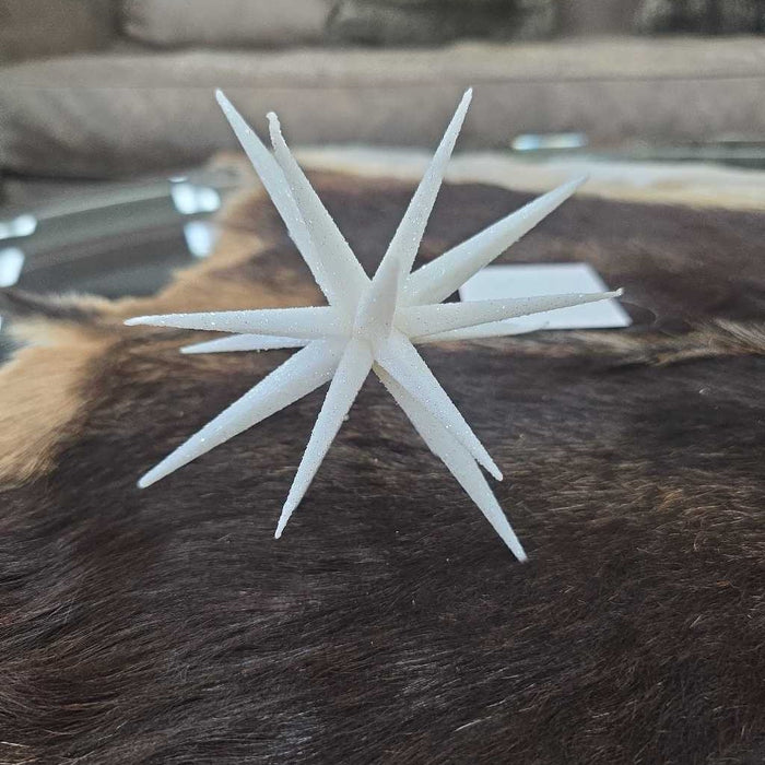 6" WHITE GLITTER STAR ORNAMENT