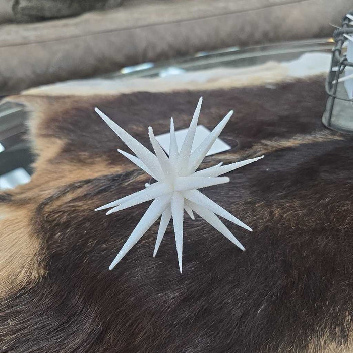 6" WHITE GLITTER STAR ORNAMENT