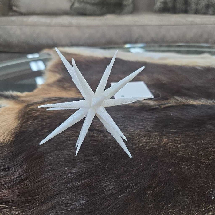 6" WHITE GLITTER STAR ORNAMENT