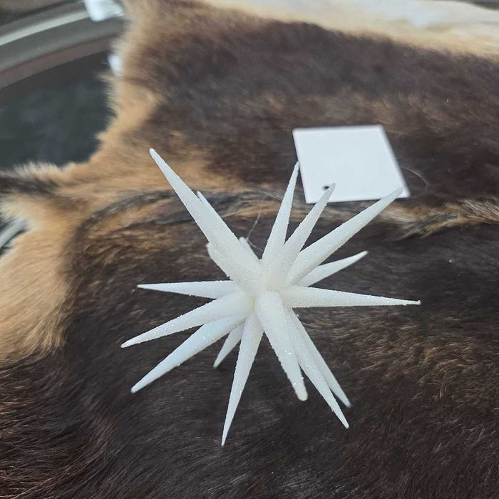 6" WHITE GLITTER STAR ORNAMENT