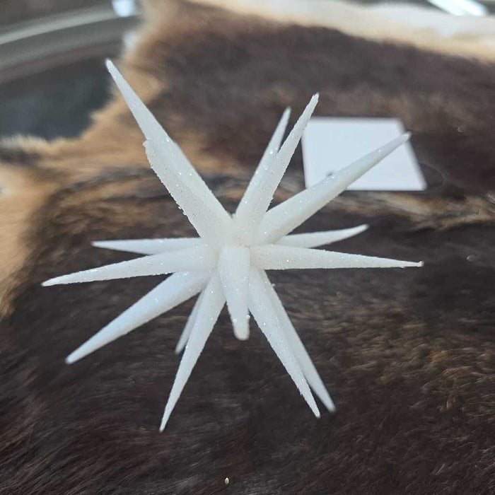 6" WHITE GLITTER STAR ORNAMENT