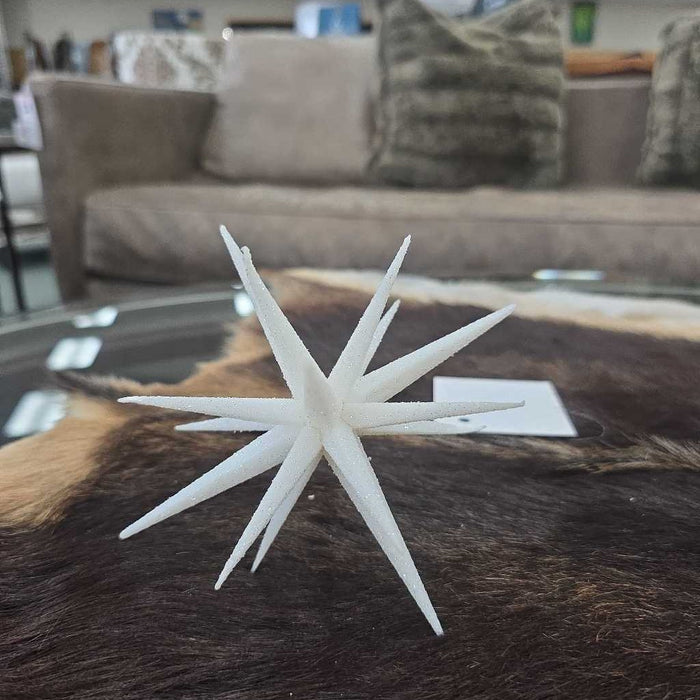 6" WHITE GLITTER STAR ORNAMENT