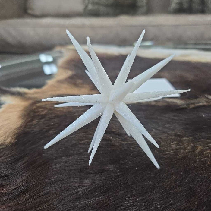 6" WHITE GLITTER STAR ORNAMENT