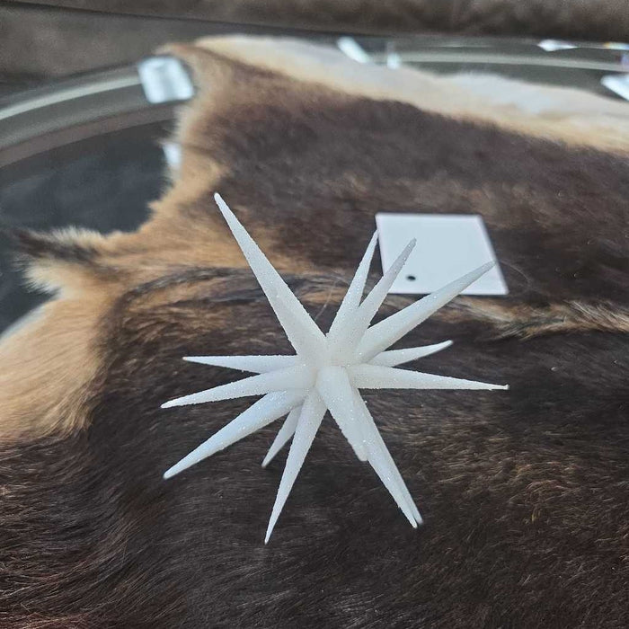 6" WHITE GLITTER STAR ORNAMENT