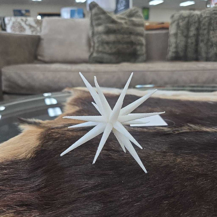 6" WHITE GLITTER STAR ORNAMENT