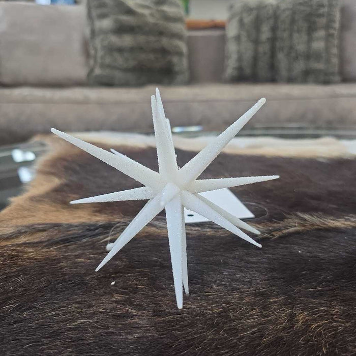 6" WHITE GLITTER STAR ORNAMENT