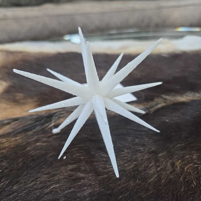 6" WHITE GLITTER STAR ORNAMENT