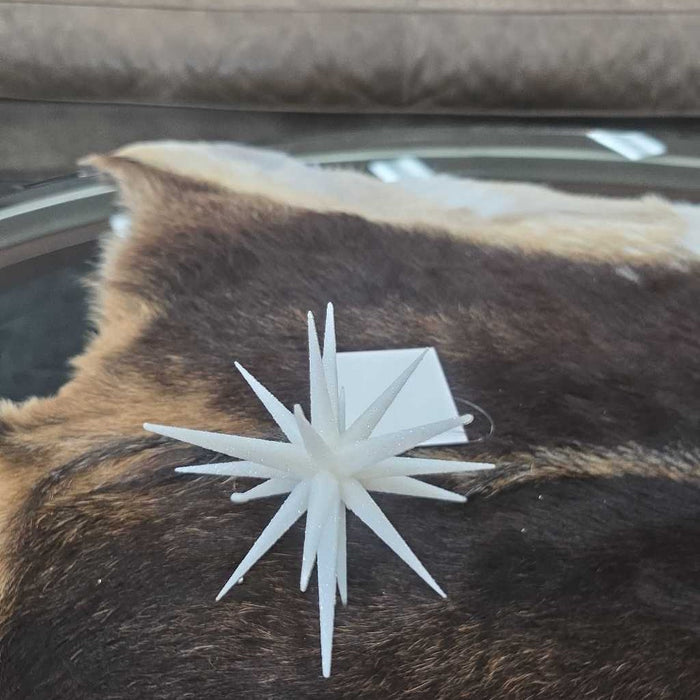 6" WHITE GLITTER STAR ORNAMENT
