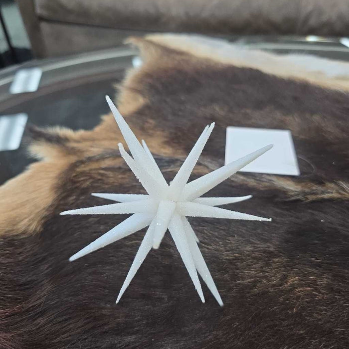 6" WHITE GLITTER STAR ORNAMENT