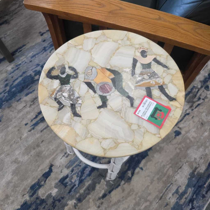 MARBLE WICKER END TABLE KL