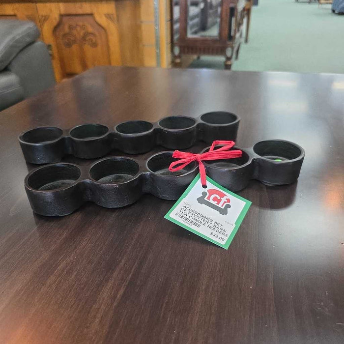 SET OF 2 POTTERY BARN TEA CANDLE HOLDERS BT