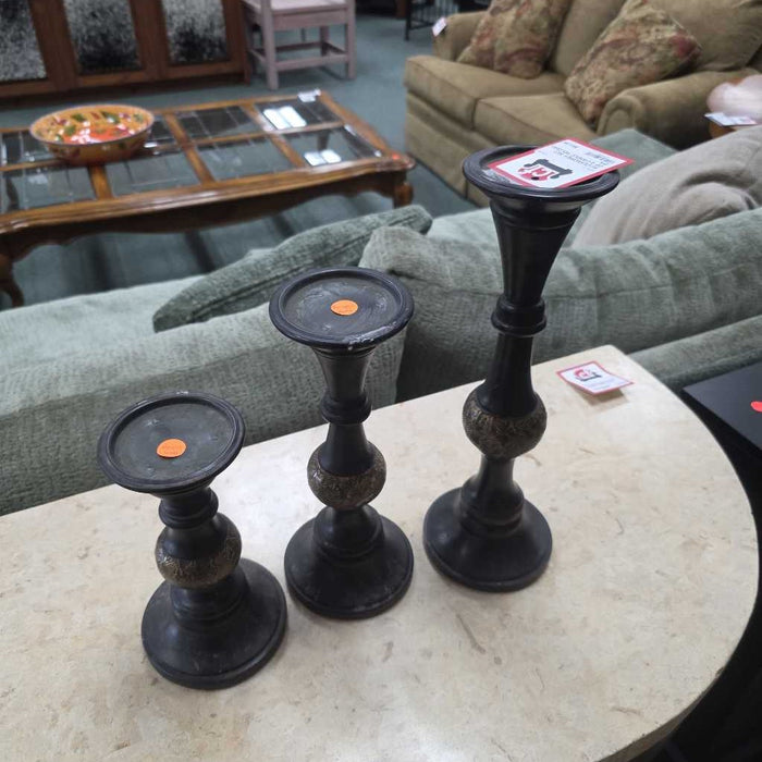 SET OF 3 CANDLE HOLDERS BA