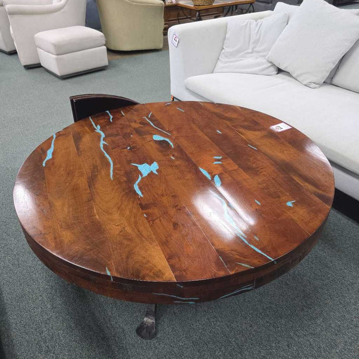 ROUND TURQUISE INLAY COFFEE TABLE MIH
