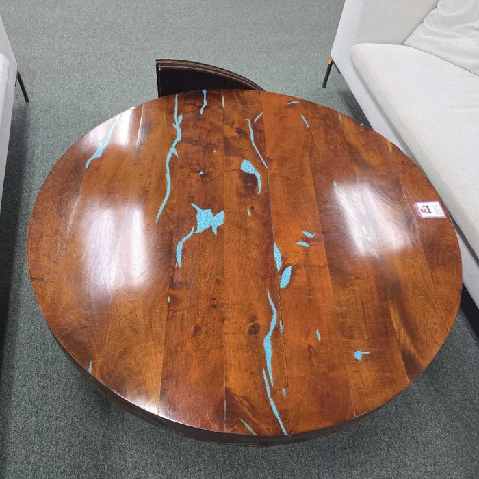 ROUND TURQUISE INLAY COFFEE TABLE MIH