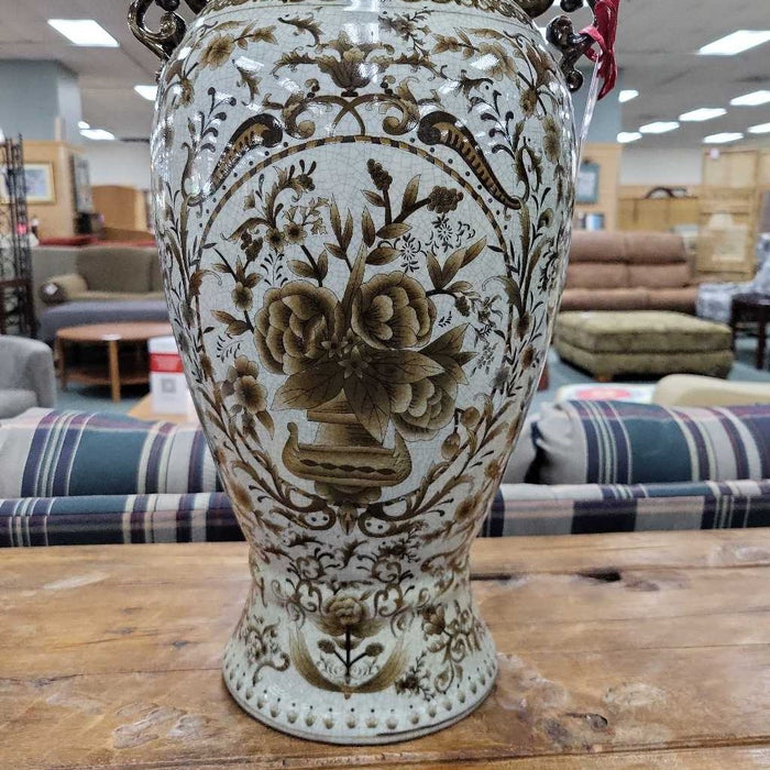 TALL ASIAN VASE DRAGON HANDLES LS