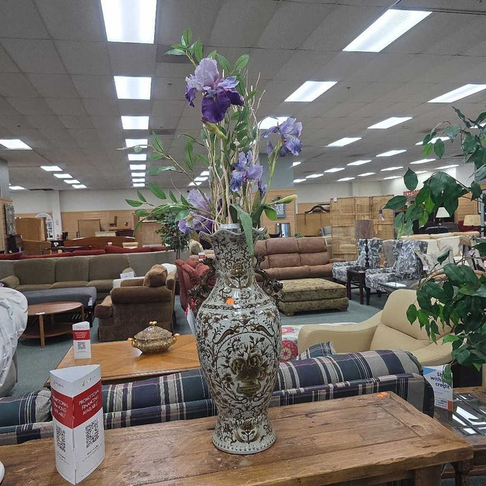 TALL ASIAN VASE DRAGON HANDLES LS