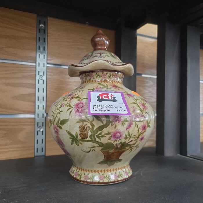 FLORAL VASE WITH LID BT