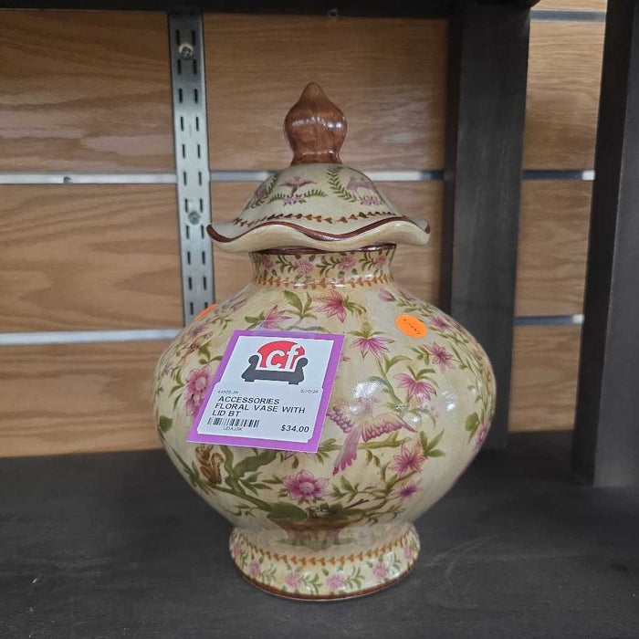 FLORAL VASE WITH LID BT