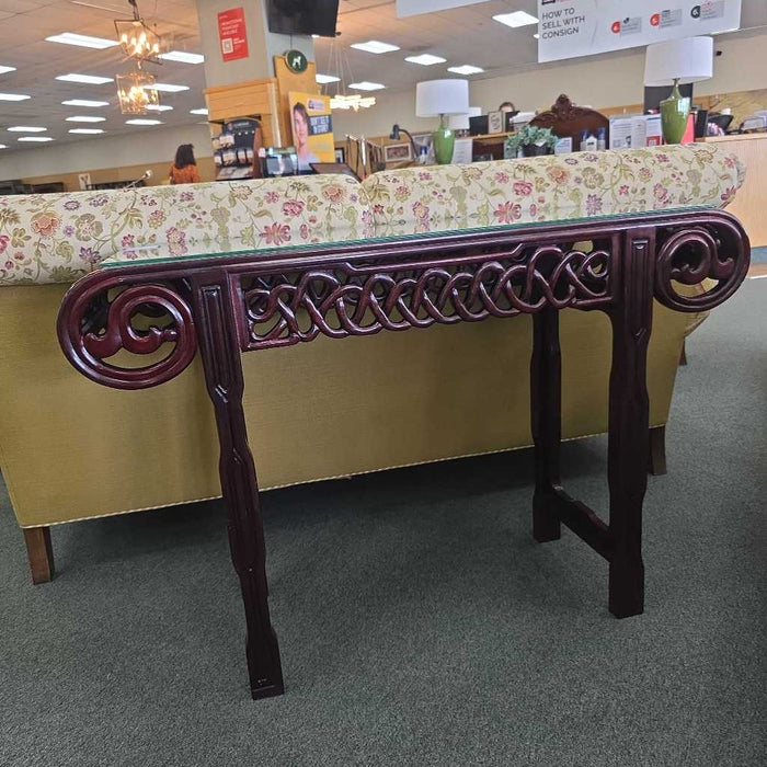 ASIAN SOFA TABLE WITH GLASS BTK