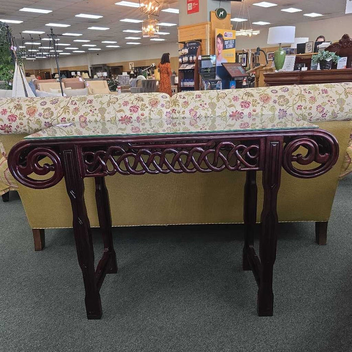 ASIAN SOFA TABLE WITH GLASS BTK