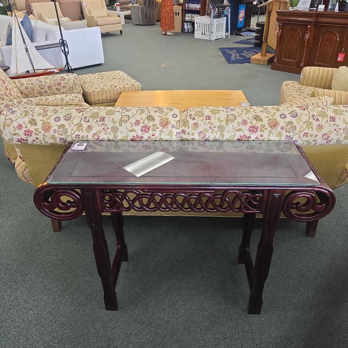 ASIAN SOFA TABLE WITH GLASS BTK