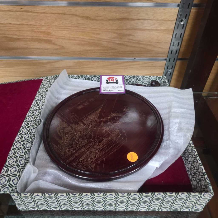 ASIAN WOOD PLATE DECOR WITH STAND LS