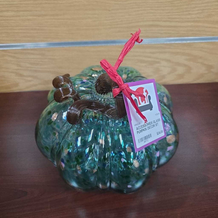GLASS PUMPKIN DECOR BT