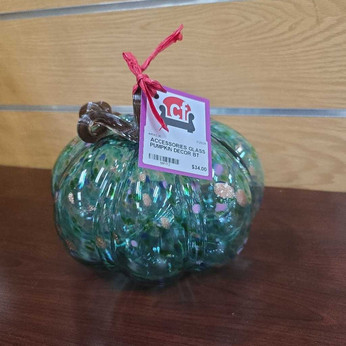 GLASS PUMPKIN DECOR BT