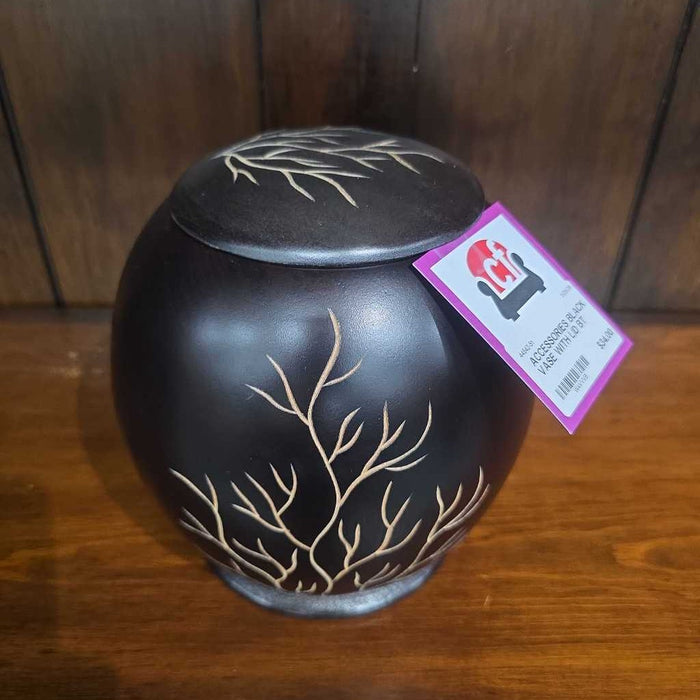 BLACK VASE WITH LID BT