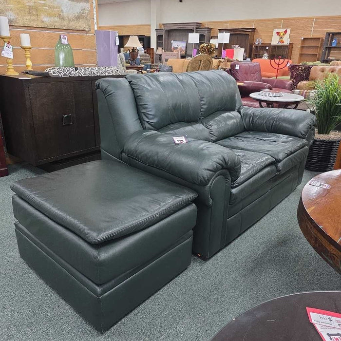 LEATHER LOVESEAT WITH OTTOMAN BTK