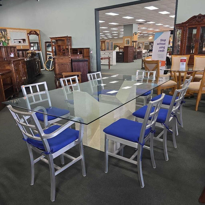 GLASS TABLE WITH 8 CHAIRS LSH